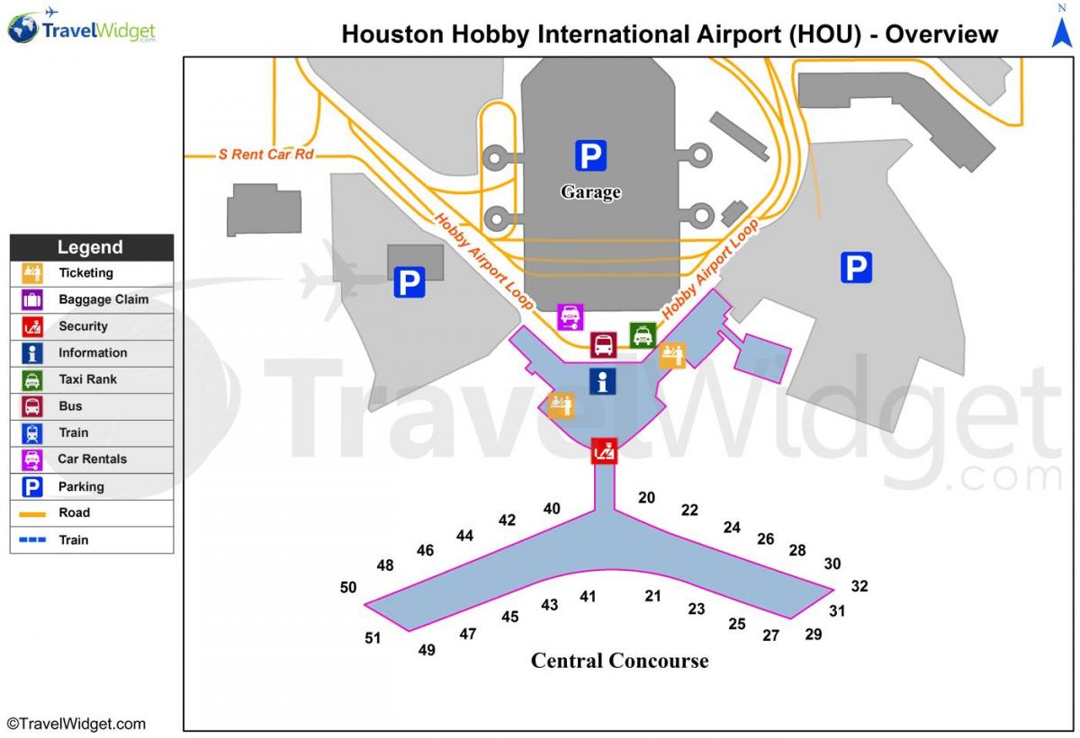 mapa de aeropuerto de Houston