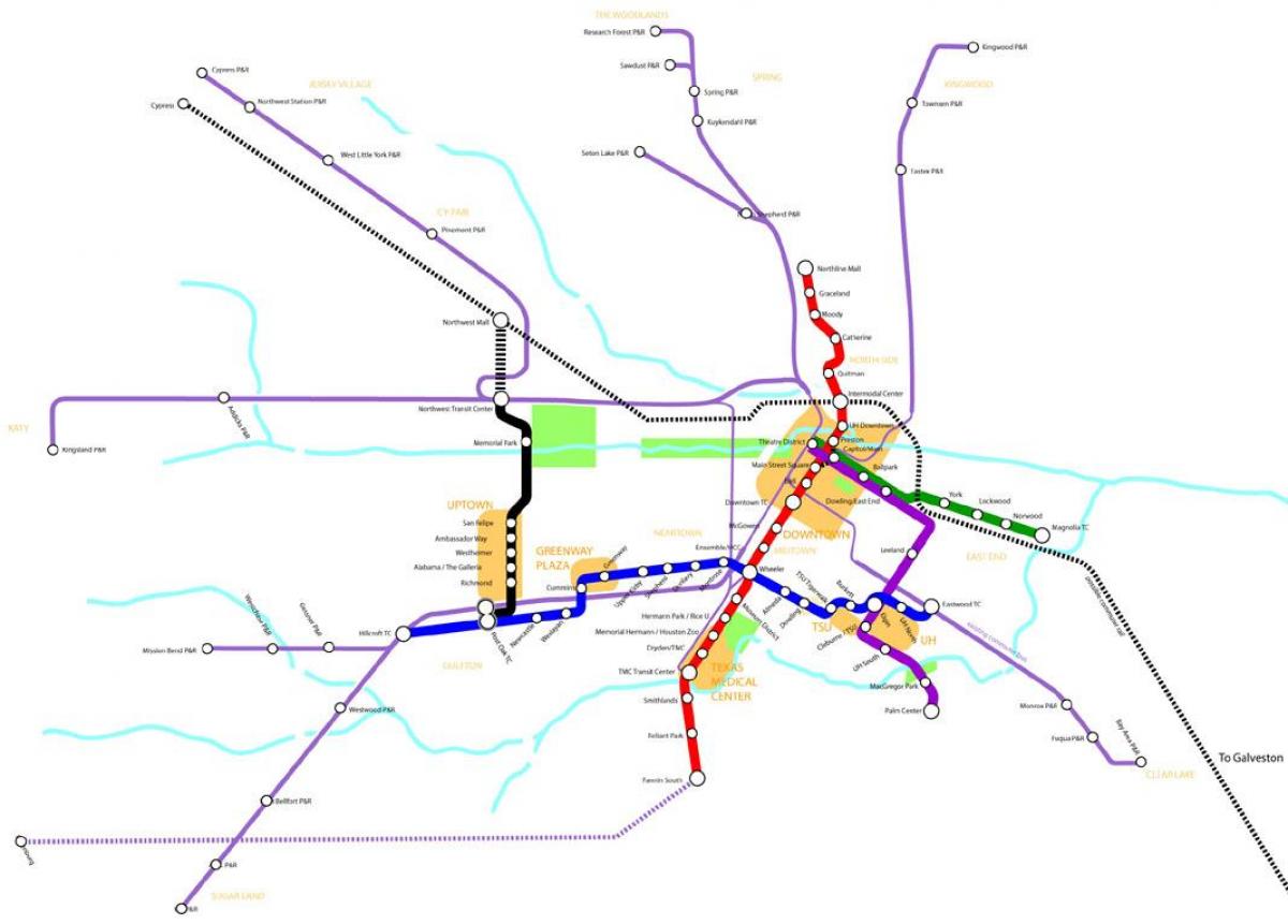 tren de metro Houston mapa