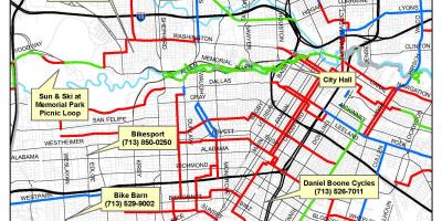 Senderos para bicicletas de Houston mapa