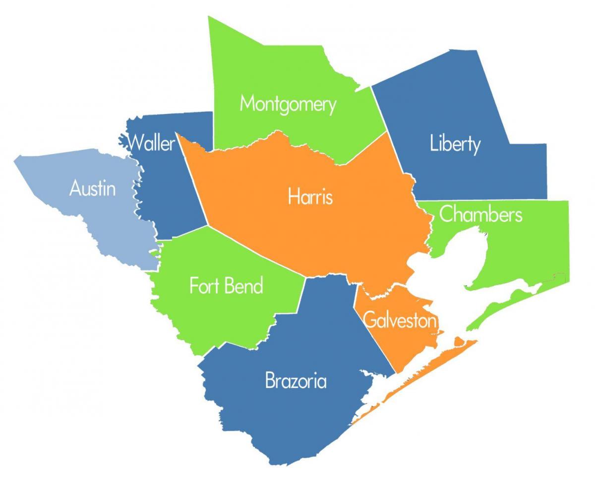 el condado de mapa de Houston