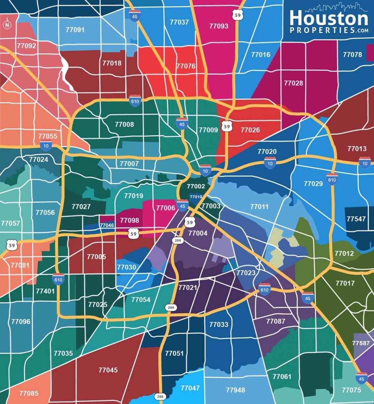 mapa de Houston códigos postales