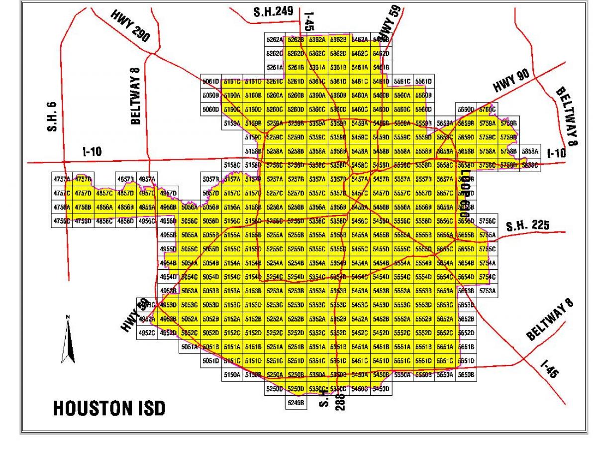 Houston distrito escolar del área de mapa