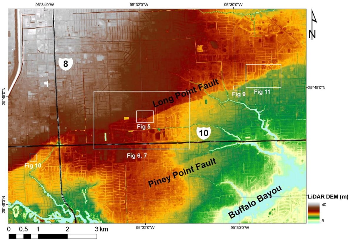 Houston tx mapa de elevación