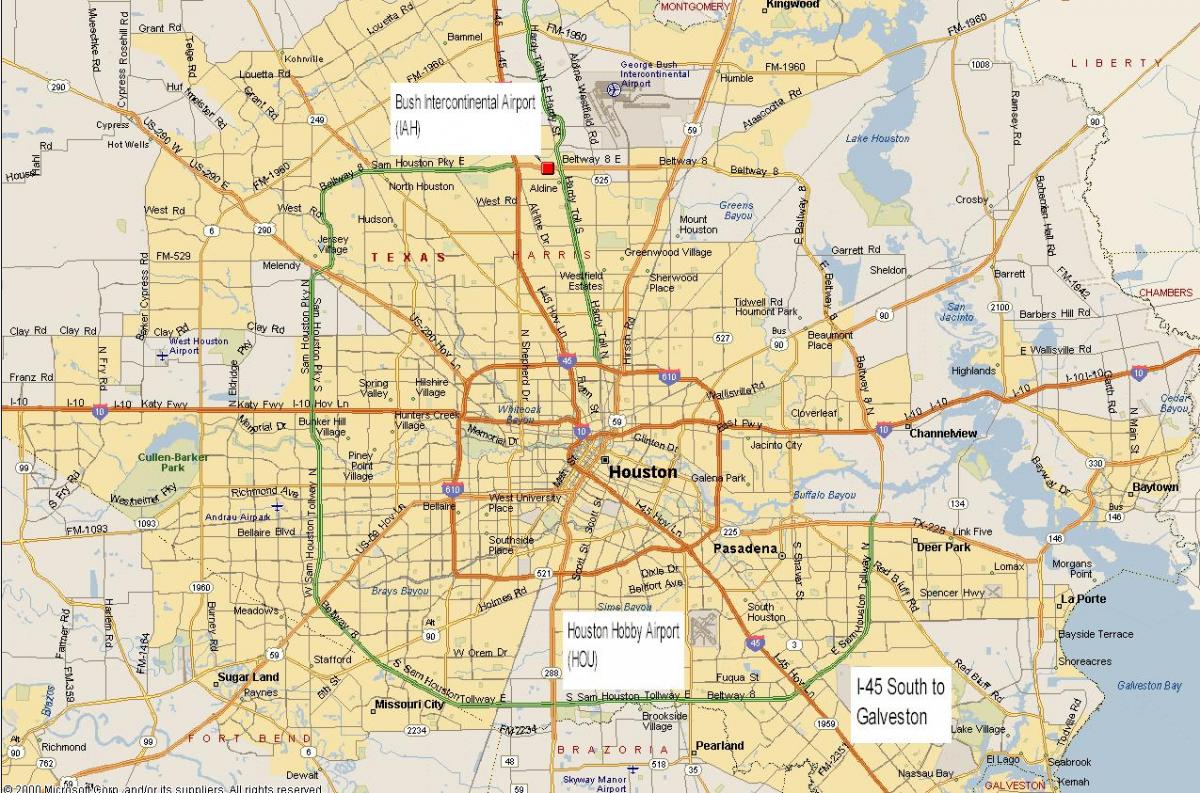mapa del área metropolitana de Houston