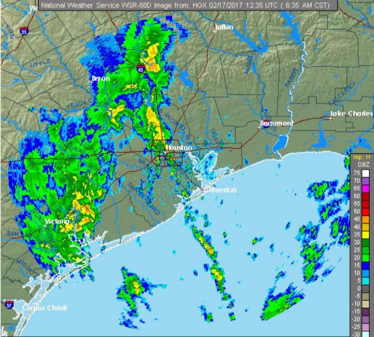la lluvia mapa de Houston