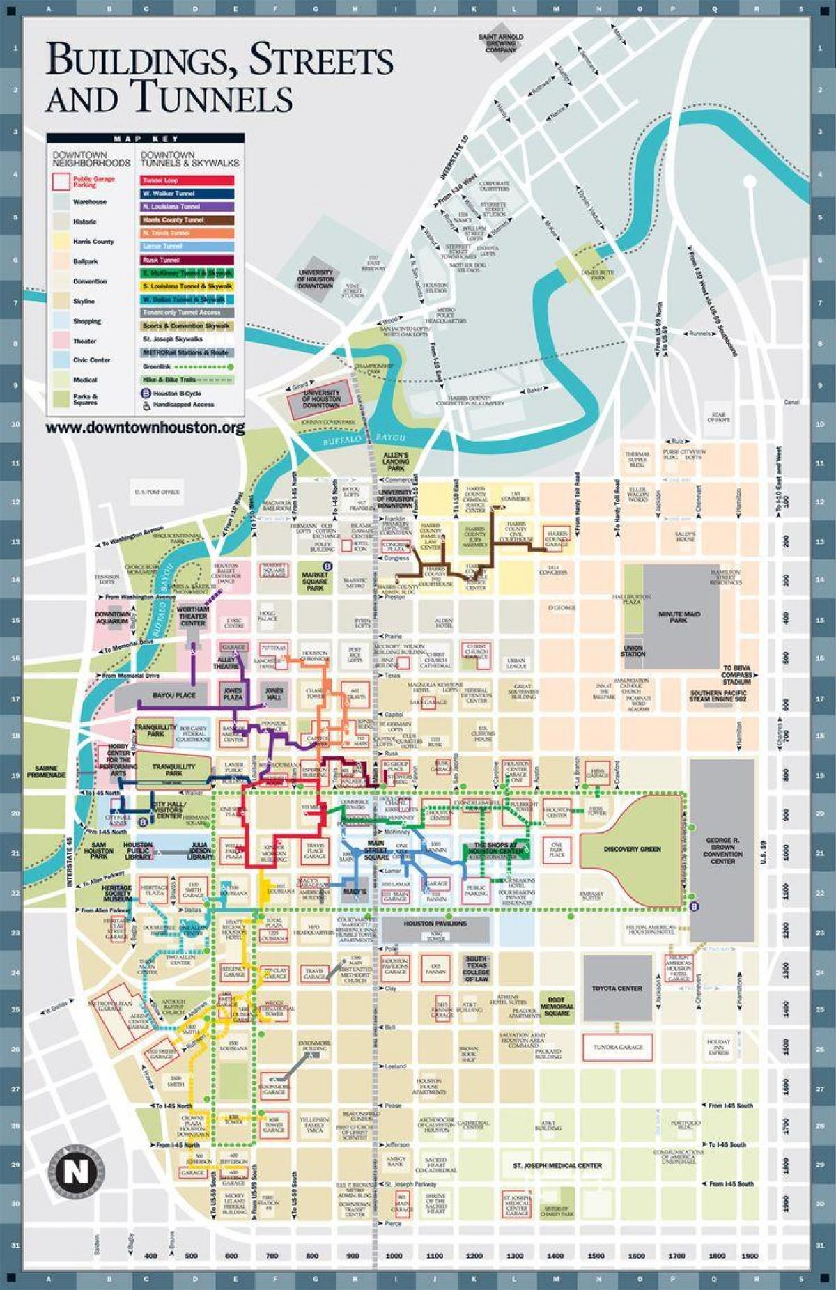 el centro de Houston túnel mapa