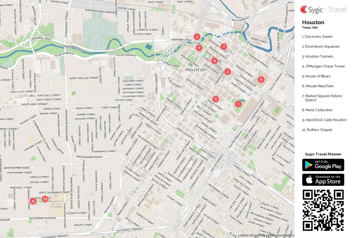 Houston mapa turístico