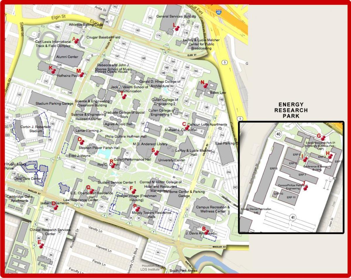 mapa de la universidad de Houston
