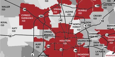 Mapa de área de Houston
