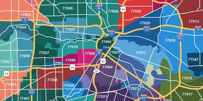 Mapa de Houston códigos postales