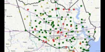 Mapa de las áreas inundadas en Houston